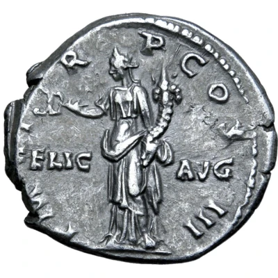 Denarius - Hadrian P M TR P COS III FELIC AVG; Felicitas back