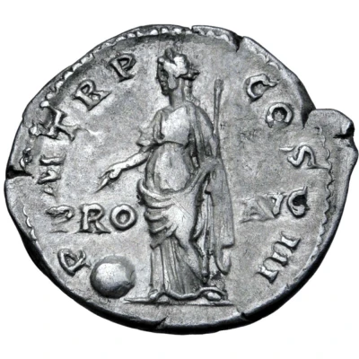 Denarius - Hadrian P M TR P COS III PRO AVG; Providentia back