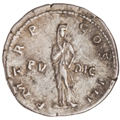 Denarius - Hadrian P M TR P COS III PVDIC; Pudicitia back