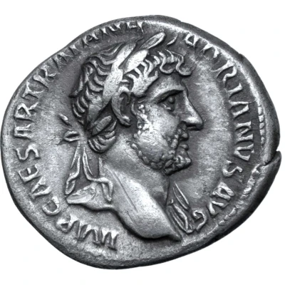 Denarius - Hadrian P M TR P COS III; Roma front