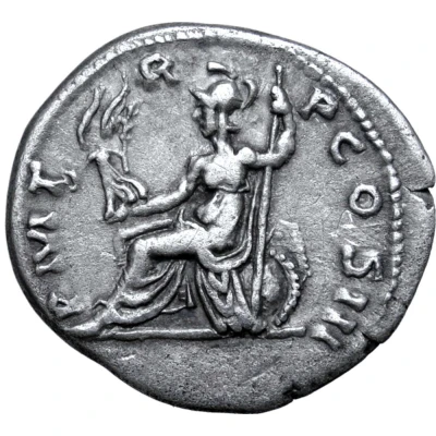Denarius - Hadrian P M TR P COS III; Roma back