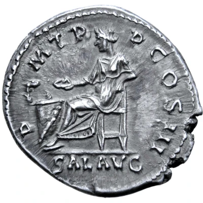 Denarius - Hadrian P M TR P COS III SAL AVG; Salus back