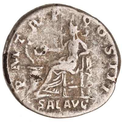 Denarius - Hadrian P M TR P COS III SAL AVG; Salus back