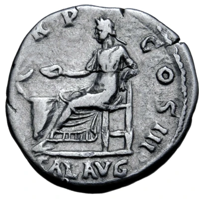 Denarius - Hadrian P M TR P COS III SAL AVG; Salus back