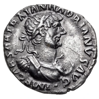 Denarius - Hadrian P M TR POTES COS III; Aequitas and Moneta front