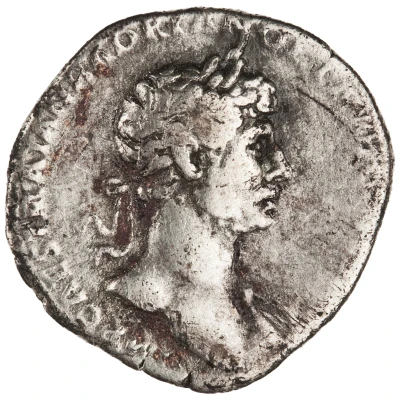 Denarius - Hadrian PARTHIC DIVI TRAIAN AVG F P M TR P COS P P IVSTITIA; Justitia front