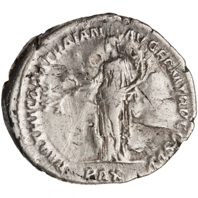 Denarius - Hadrian PARTHIC DIVI TRAIAN AVG F P M TR P COS P P PAX; Pax back