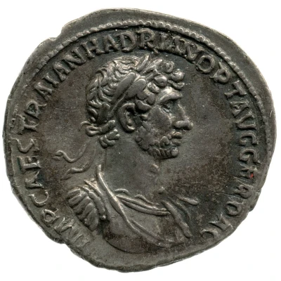 Denarius - Hadrian PARTHIC DIVI TRAIAN AVG F P M TR P COS P P PAX; Pax front