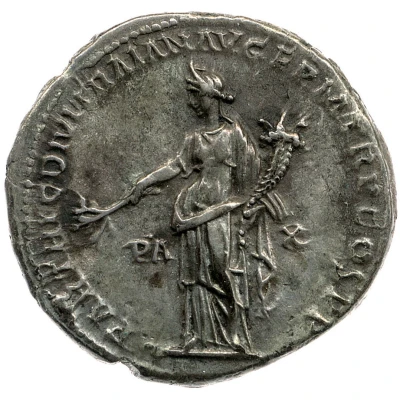 Denarius - Hadrian PARTHIC DIVI TRAIAN AVG F P M TR P COS P P PAX; Pax back