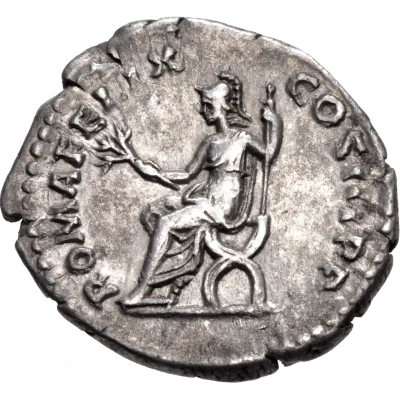 Denarius - Hadrian ROMA FELIX COS III P P; Roma back