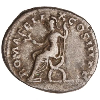 Denarius - Hadrian ROMA FELIX COS III P P; Roma back
