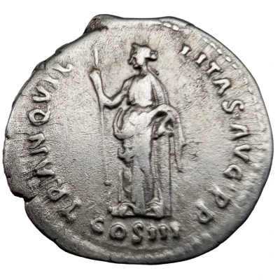 Denarius - Hadrian TRANQVILLITAS AVG P P COS III; Tranquillitas back