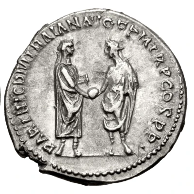 Denarius - Hadrian and Trajan PARTHIC DIVI TRAIAN AVG F P M TR P COS P P back