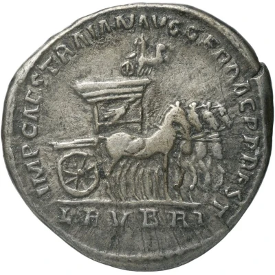 Denarius IMP CAES TRAIAN AVG GER DAC P P REST L RVBRI; Roma and Victory back