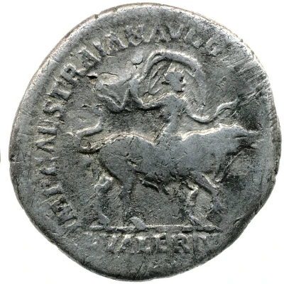 Denarius IMP CAES TRAIAN AVG GER DAC P P REST L VALERIVS; Apollo and Valeria Luperca back