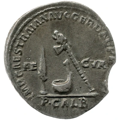 Denarius IMP CAES TRAIAN AVG GER DAC P P REST P GALB AED CVR; Vesta back
