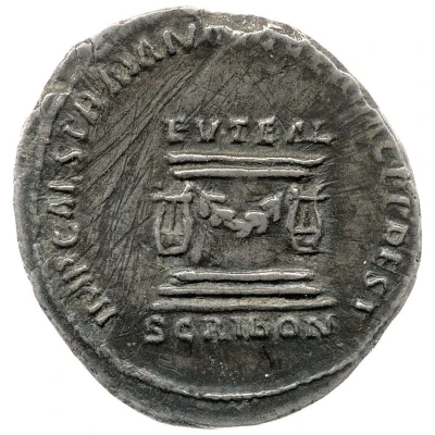 Denarius IMP CAES TRAIAN AVG GER DAC P P REST PVTEAL SCRIBON; Bonus Eventus back