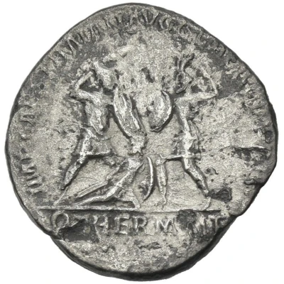 Denarius IMP CAES TRAIAN AVG GER DAC P P REST Q THERM M F; Roma back