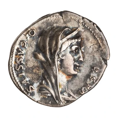 Denarius IMP CAES TRAIAN AVG GER DAC P P REST; Vesta front