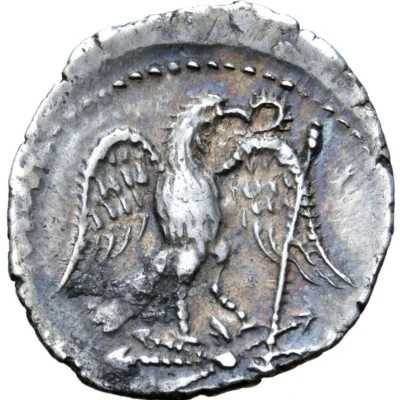 Denarius - Juba II Caesarea; eagle with wreath 25 BC - 23 AD back