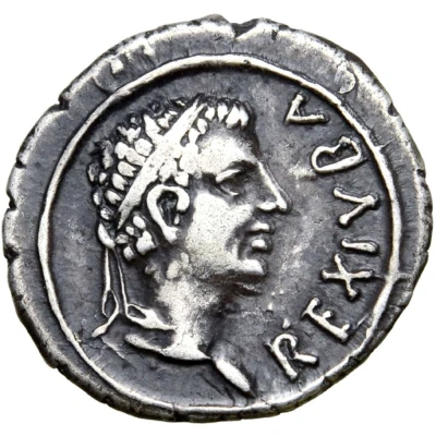 Denarius - Juba II Caesarea; no club behind Juba's head front