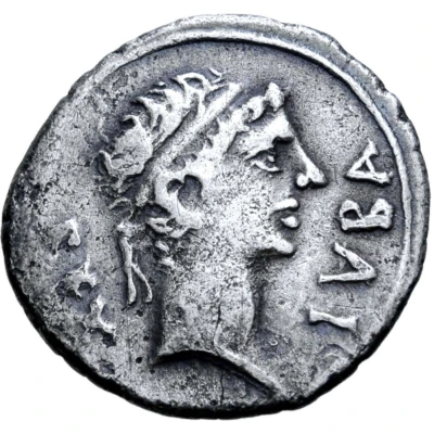 Denarius - Juba II Caesarea; without symbol before Africa 25 BC - 24 AD front