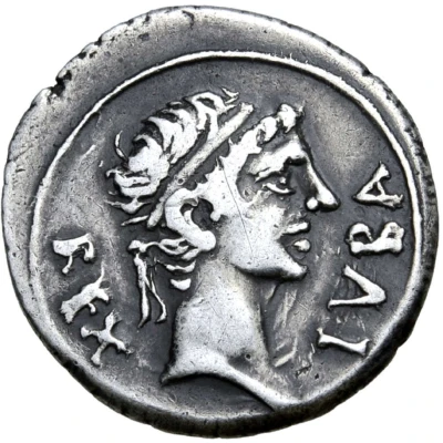 Denarius - Juba II and Cleopatra Selene Caesarea front