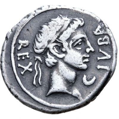 Denarius - Juba II and Cleopatra Selene Caesarea front