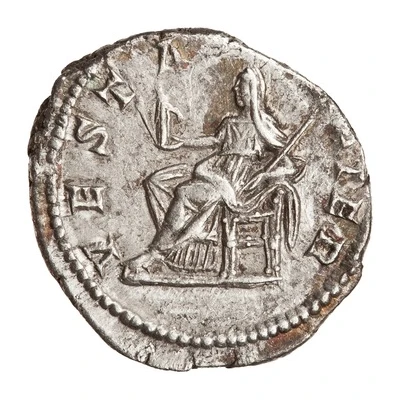Denarius - Julia Domna VESTA MATER; Vesta back