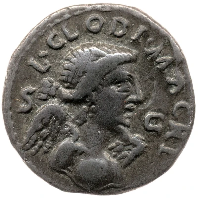 Denarius LIB AVG LEG III; Victory front