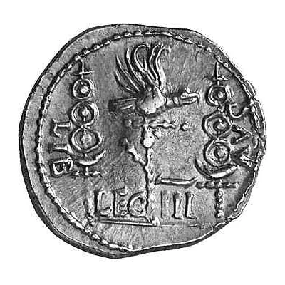 Denarius LIB AVG LEG III; Victory back