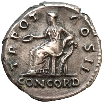 Denarius - Lucius Aelius TR POT COS II CONCORD; Concordia back