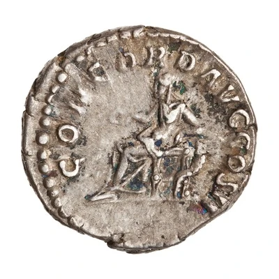 Denarius - Lucius Verus CONCORD AVG COS II; Concordia back