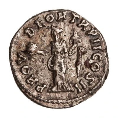 Denarius - Lucius Verus PROV DEOR TR P II COS II; Providentia back