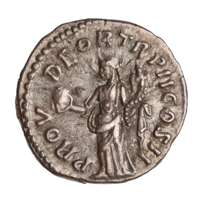 Denarius - Lucius Verus PROV DEOR TR P II COS II; Providentia back