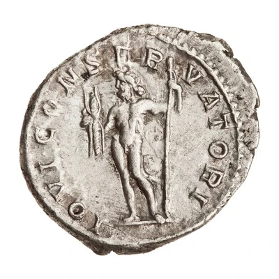 Denarius - Macrinus IOVI CONSERVATORI; Jupiter back