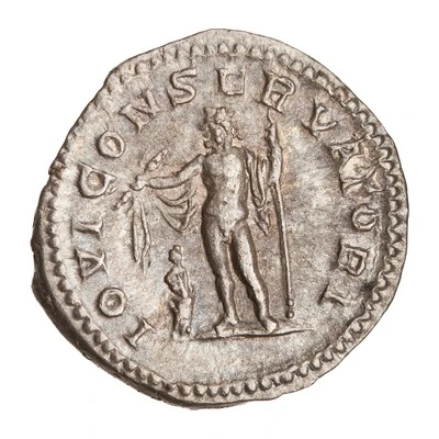 Denarius - Macrinus IOVI CONSERVATORI; Jupiter back