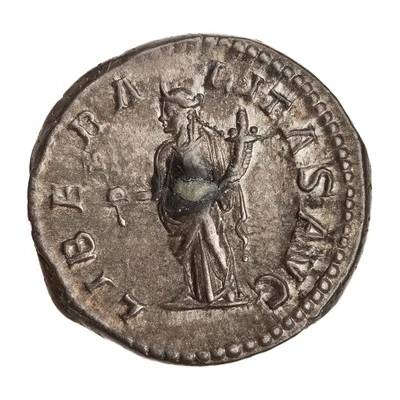 Denarius - Macrinus LIBERALITAS AVG; Liberalitas back
