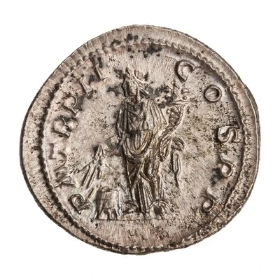 Denarius - Macrinus P M TR P II COS P P; Annona back
