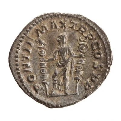 Denarius - Macrinus PONTIF MAX TR P COS P P; Fides back
