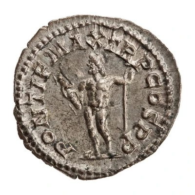 Denarius - Macrinus PONTIF MAX TR P COS P P; Jupiter back