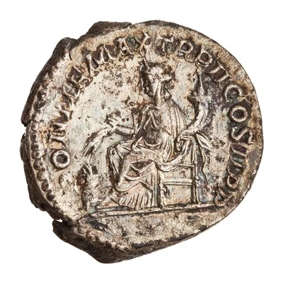 Denarius - Macrinus PONTIF MAX TR P II COS II P P; Annona back