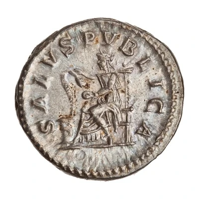 Denarius - Macrinus SALVS PVBLICA; Salus back