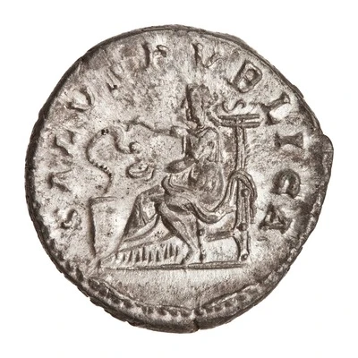 Denarius - Macrinus SALVS PVBLICA; Salus back
