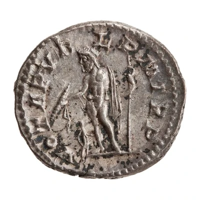 Denarius - Macrinus VOTA PVBL P M TR P; Jupiter back