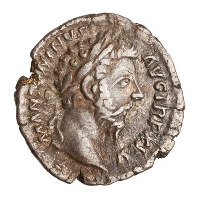 Denarius - Marcus Aurelius COS III; Roma and Victory front