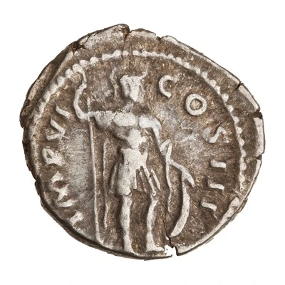 Denarius - Marcus Aurelius IMP VI COS III; Mars back