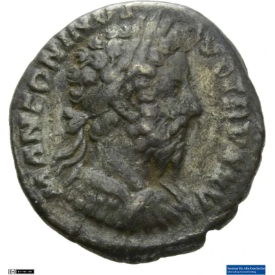 Denarius - Marcus Aurelius IMP VI COS III; Roma and Victory front