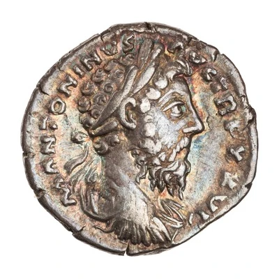 Denarius - Marcus Aurelius IMP VI COS III; Roma and Victory front