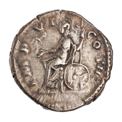 Denarius - Marcus Aurelius IMP VI COS III; Roma and Victory back